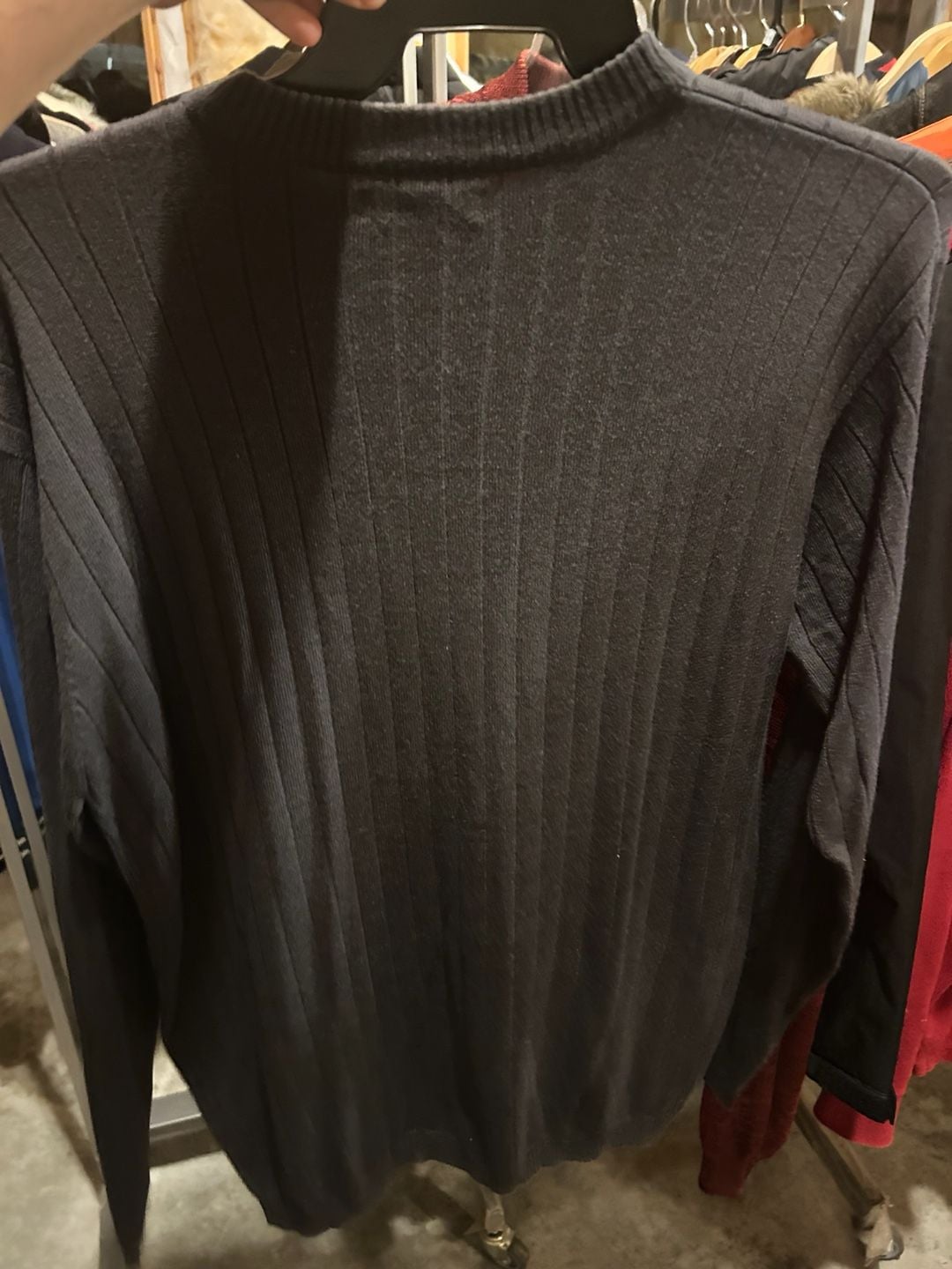Vintage PAVO Ribbed Knit Crewneck Sweater Charcoal Grey Men's Large 5
