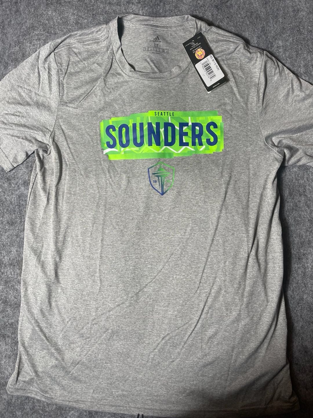 NWT Adidas Seattle Sounders FC AEROREADY Heather Gray Size LT 2