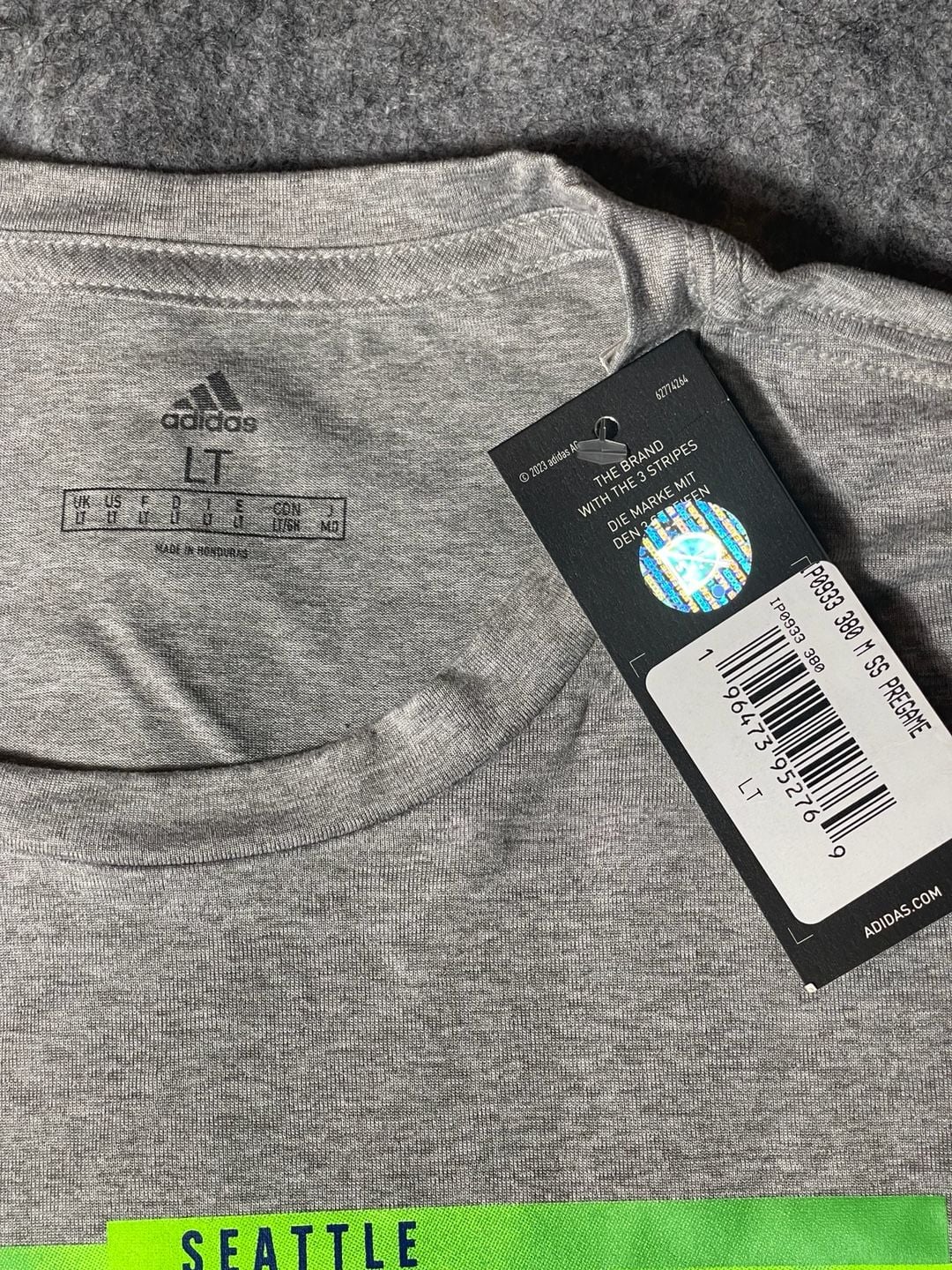 NWT Adidas Seattle Sounders FC AEROREADY Heather Gray Size LT 3