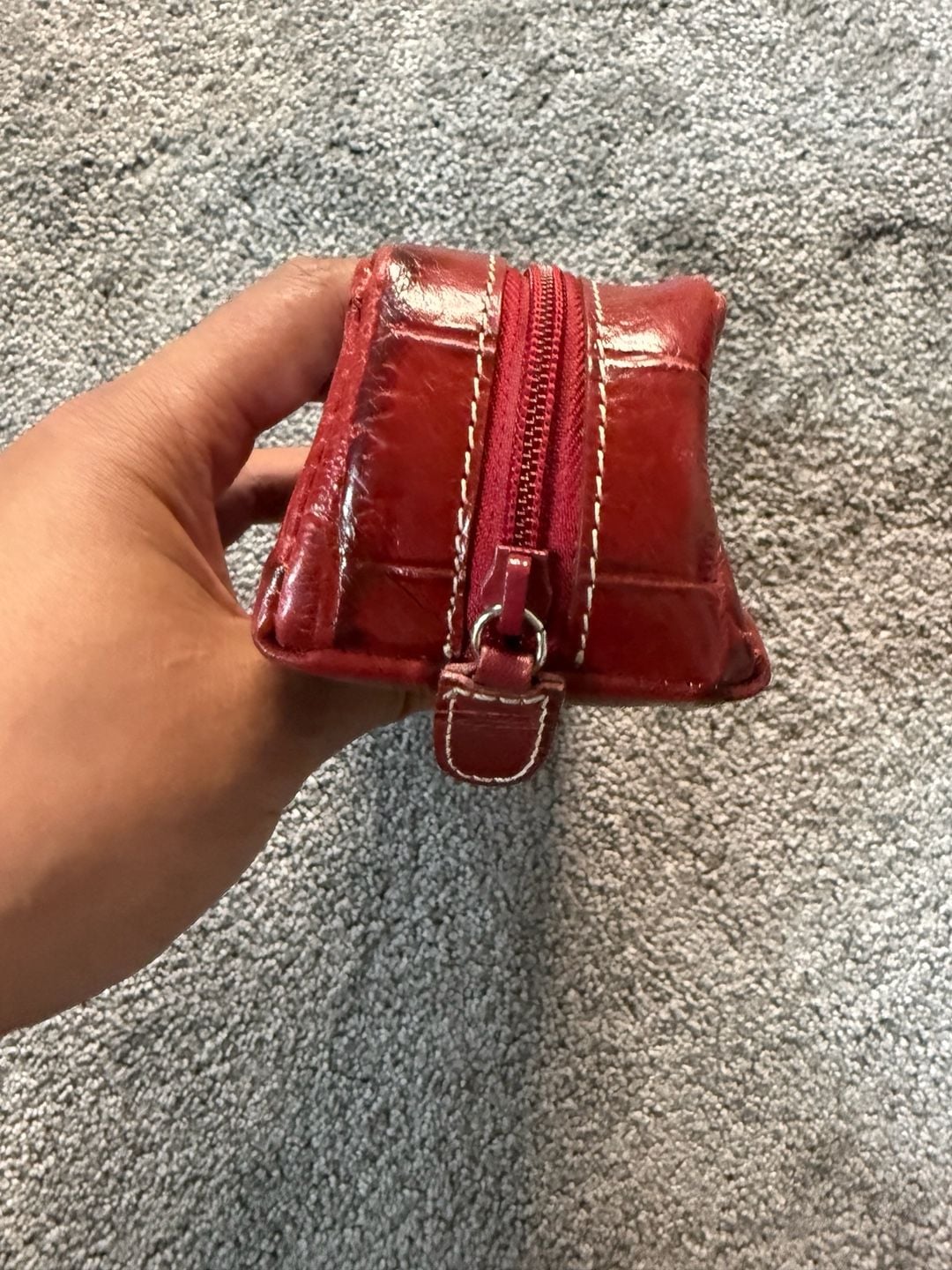 Brighton Red Moc Croc Embossed Leather Skribble Wallet with Silver Filigree Detail 6