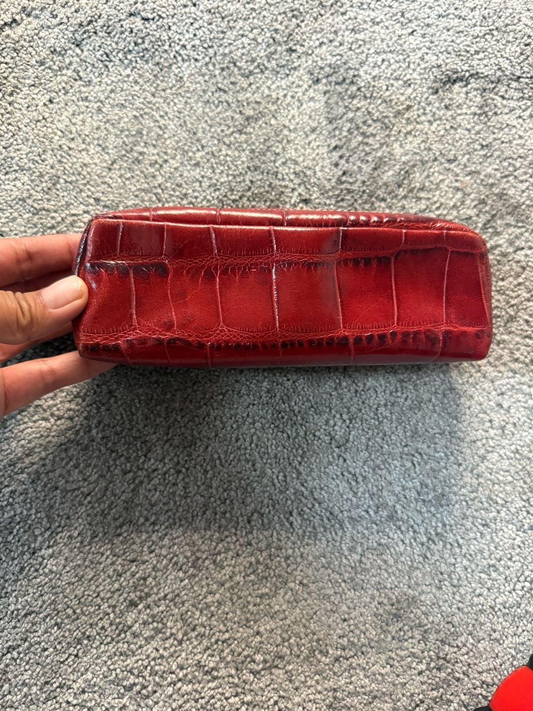 Brighton Red Moc Croc Embossed Leather Skribble Wallet with Silver Filigree Detail 7