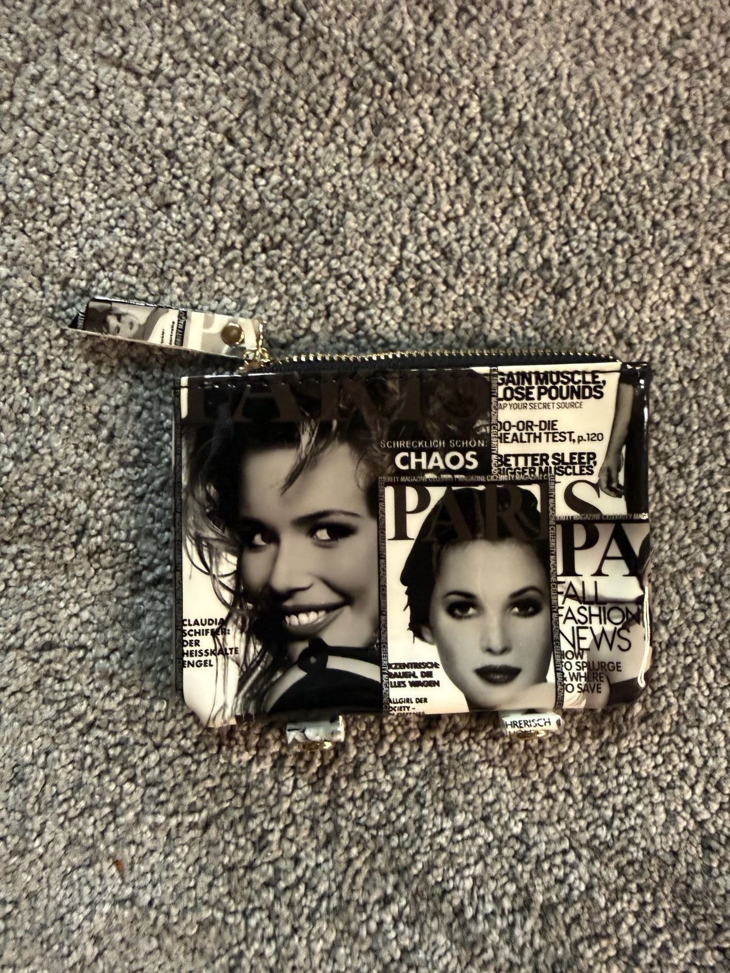 Vintage Magazine Collage Print Zipper Coin Pouch Wallet 3