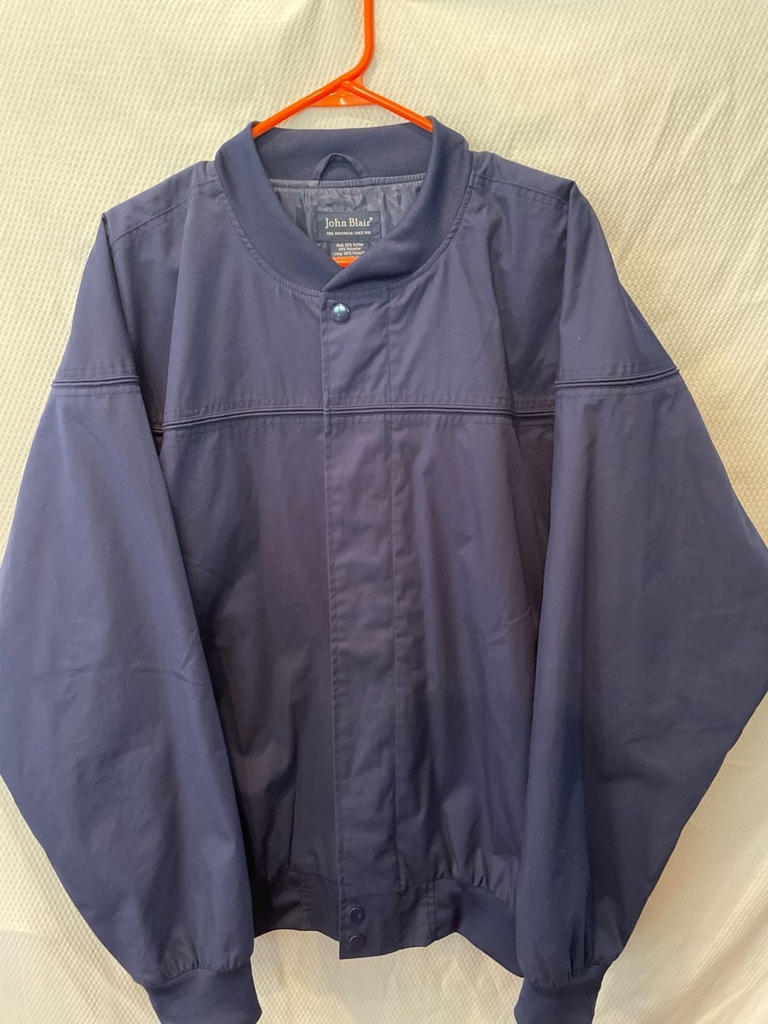 Vintage John Blair Navy Blue Full-Zip Bomber Style Member Jacket XL 3