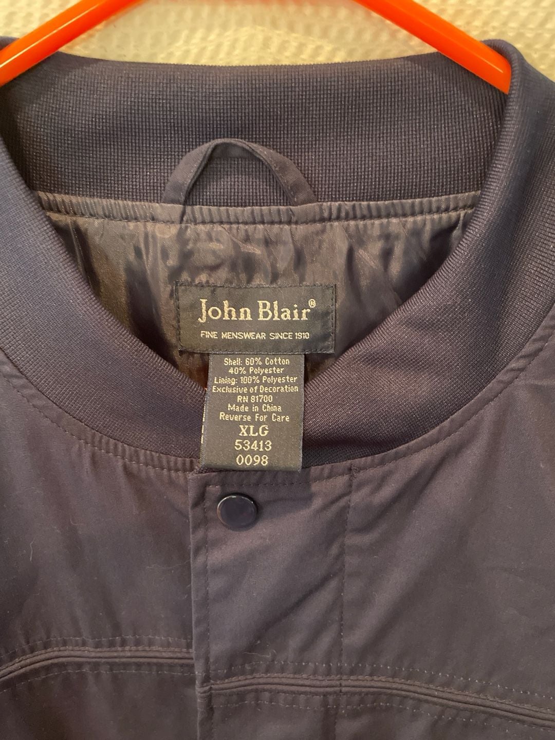 Vintage John Blair Navy Blue Full-Zip Bomber Style Member Jacket XL 4
