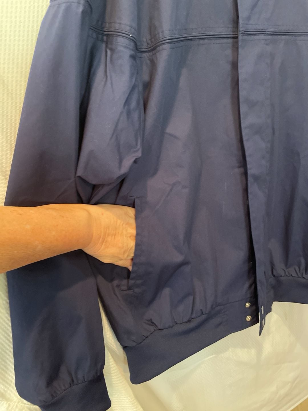 Vintage John Blair Navy Blue Full-Zip Bomber Style Member Jacket XL 6