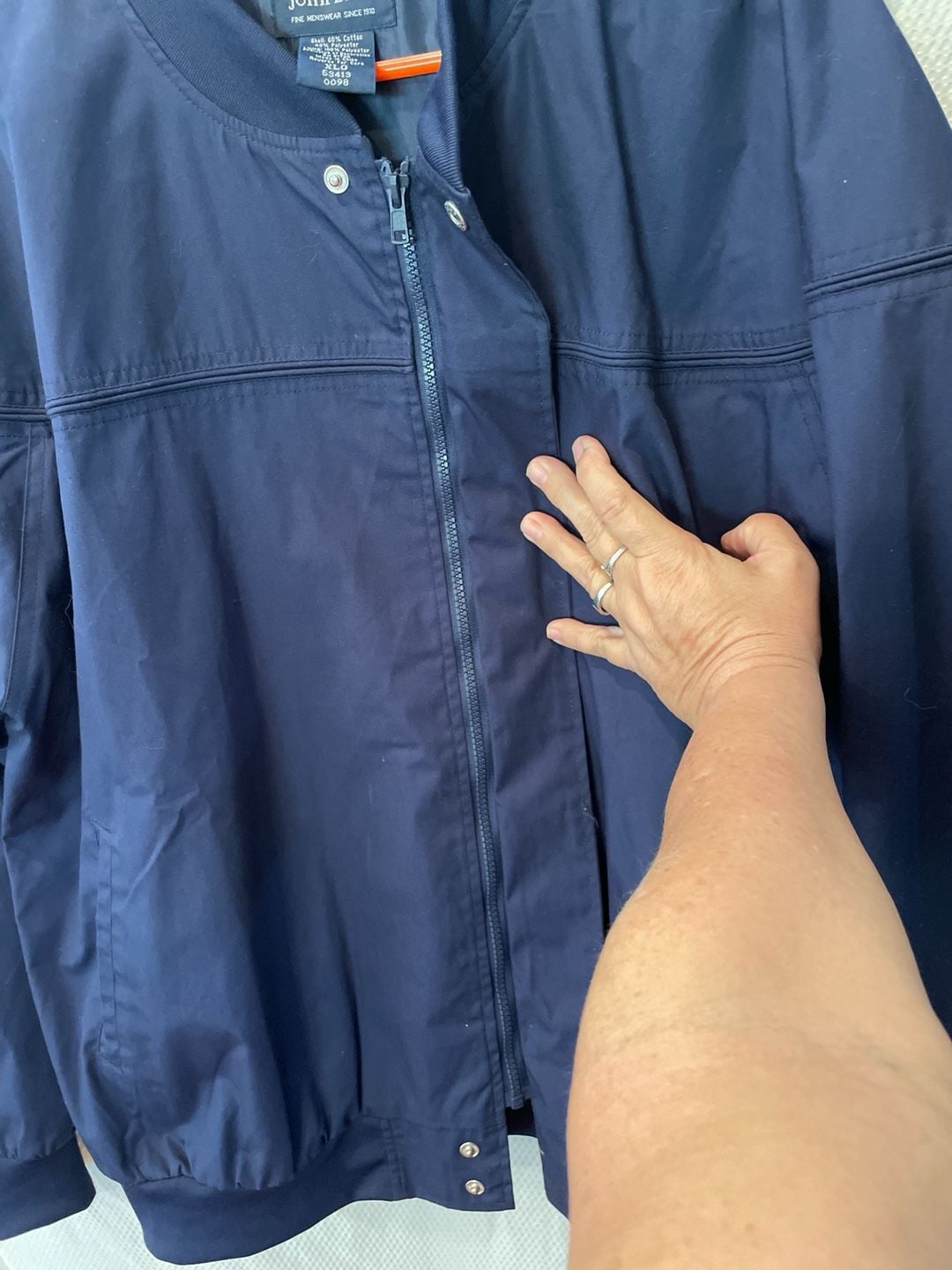 Vintage John Blair Navy Blue Full-Zip Bomber Style Member Jacket XL 7