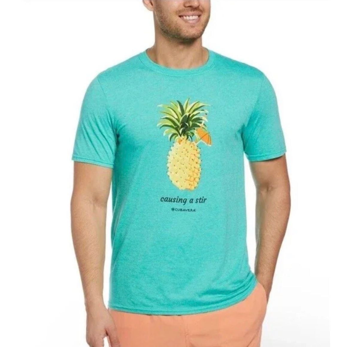 Cubavera Men's Causing a Stir Pineapple Graphic T-Shirt 2XL 2