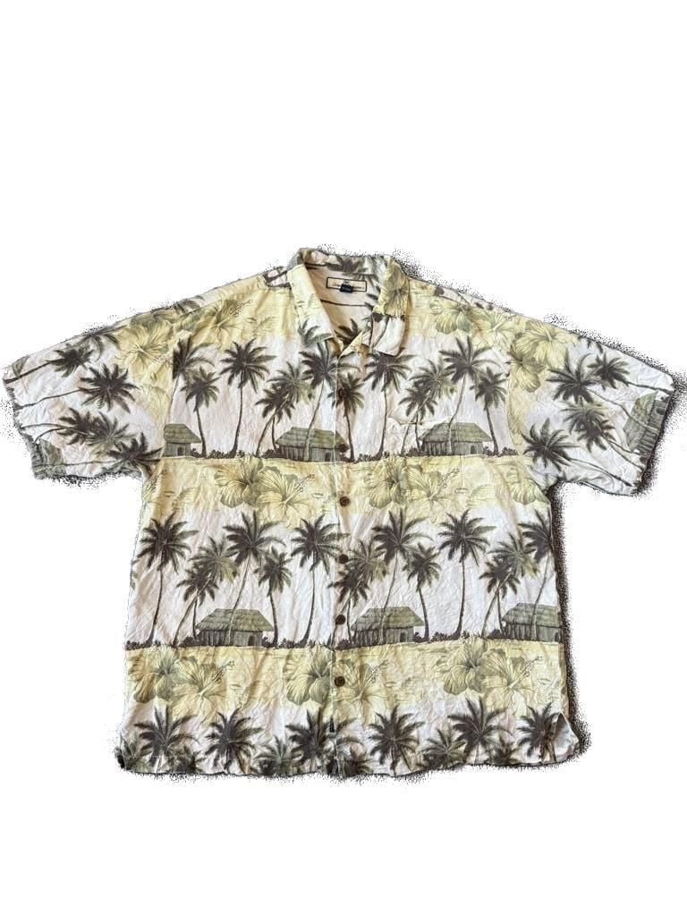 Tommy Bahama Men's XL Vintage 100% Silk Tropical Hut Palm Tree Hawaiian Shirt 2
