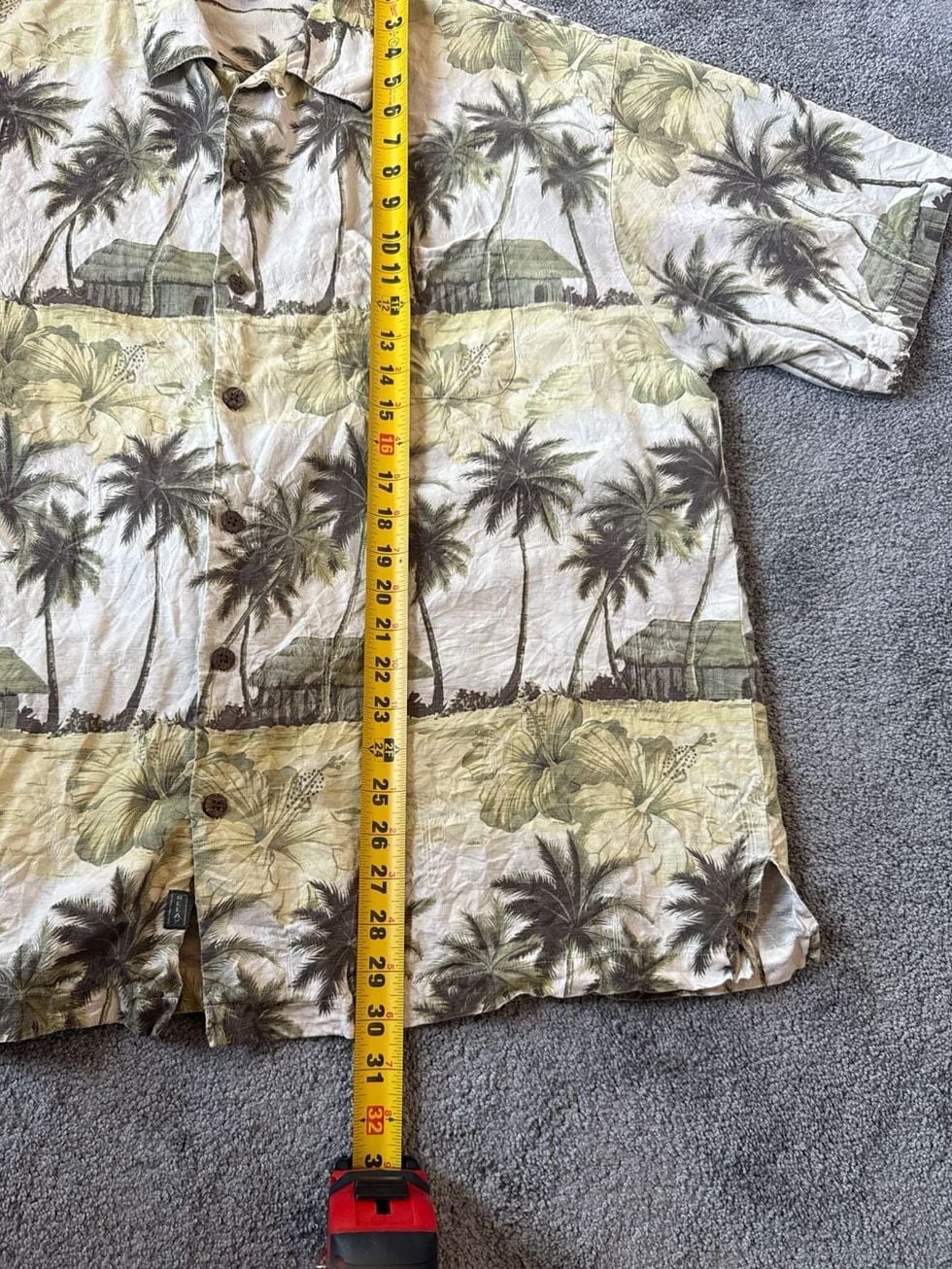 Tommy Bahama Men's XL Vintage 100% Silk Tropical Hut Palm Tree Hawaiian Shirt 5