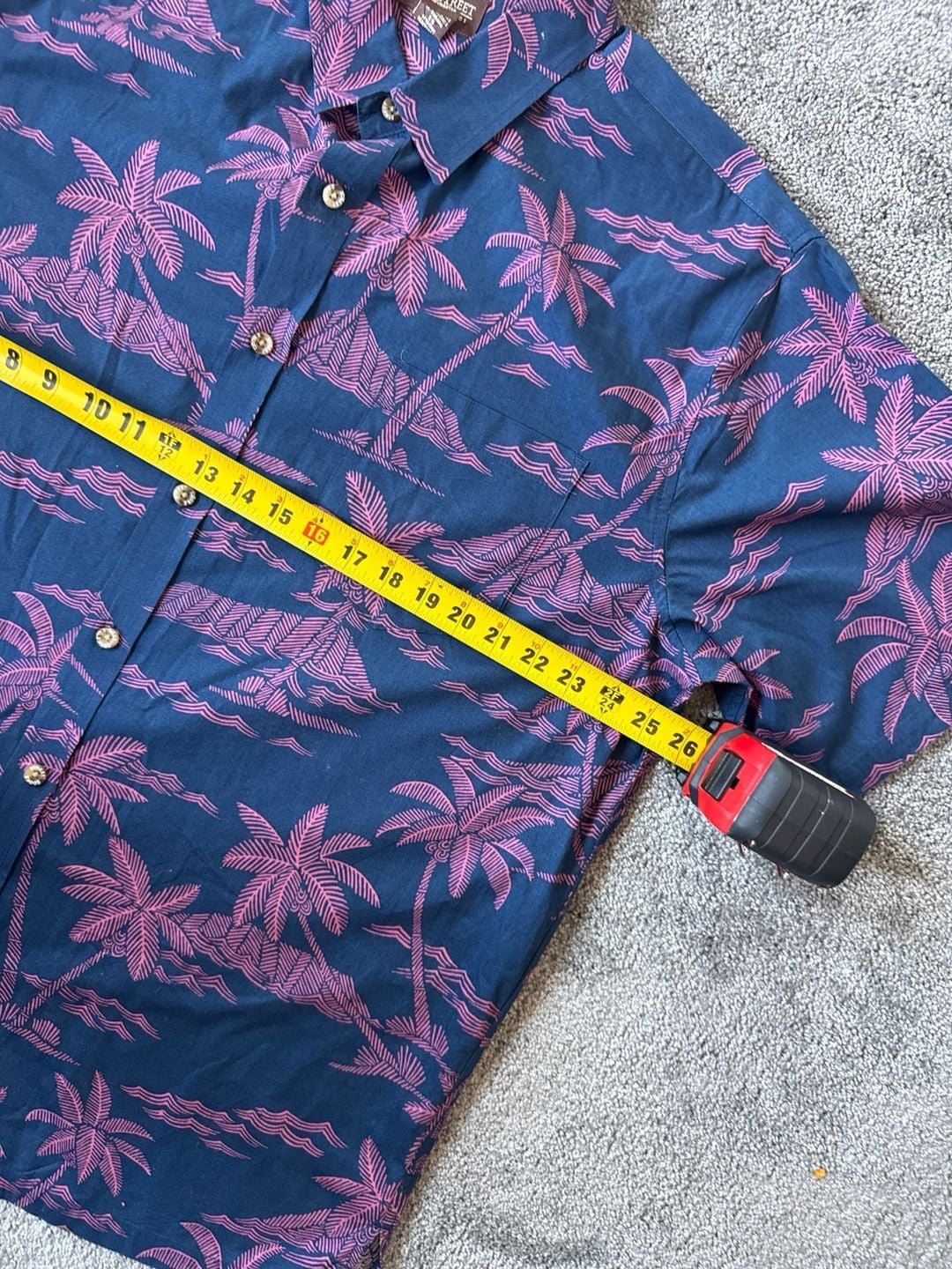 Vintage Cooke Street Hawaiian Islands Men's XL Navy Pink Palm Tree Cotton Aloha Shirt 8