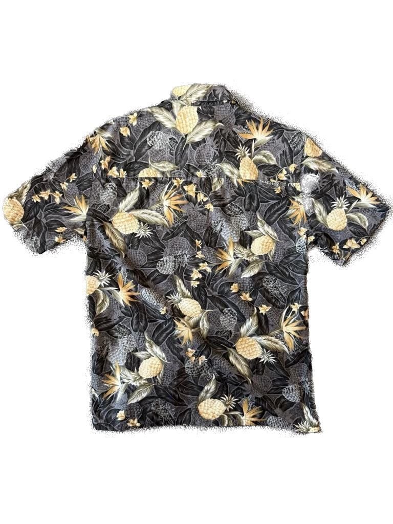 Vintage Island Shores Men's Short Sleeve Pineapple and Tropical Floral Button Up Shirt Cotton Small 5