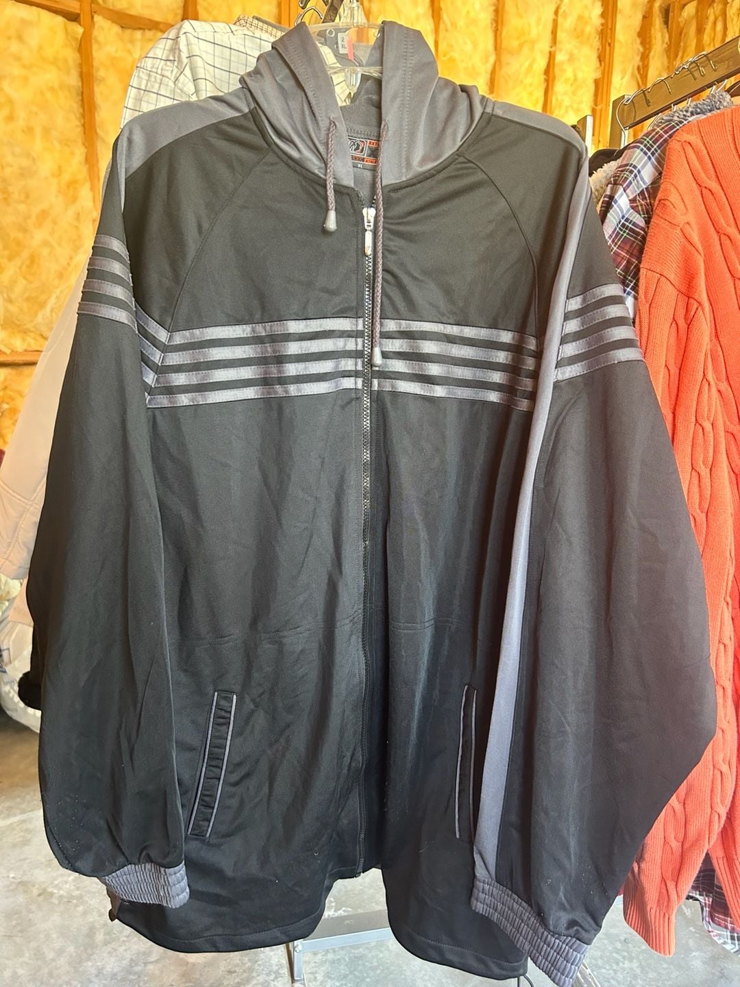 SCX Extreme XT Athletics Men's Full Zip Hooded Track Jacket - Black and Grey - Size XL 2