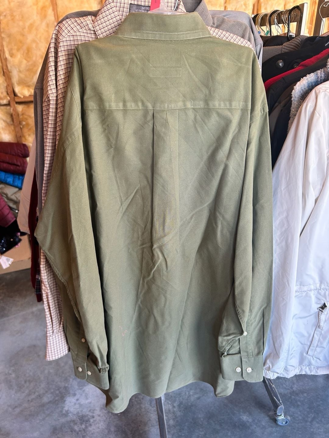 Nautica Vintage Oxford Men's Long Sleeve Button Down Shirt Green Size 15 1/2 5