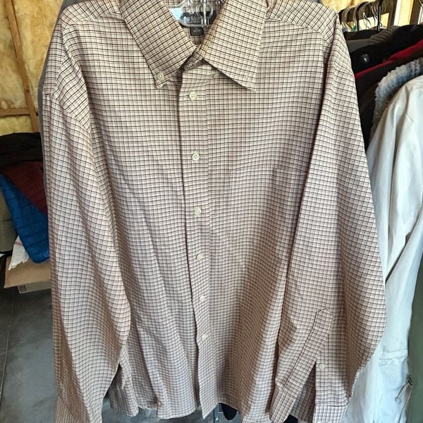 Croft & Barrow Men's Wrinkle-Resistant Oxford Button-Down Shirt, Brown Plaid, Size 15 32/33