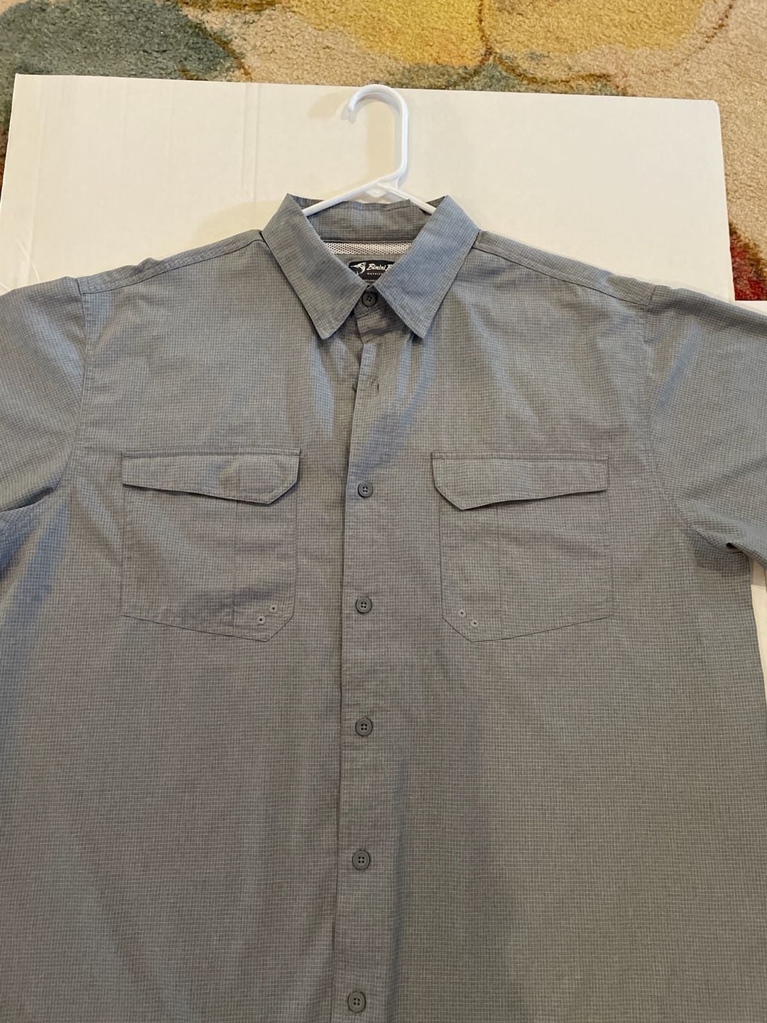 Bimini Bay Outfitters Men's XL Short Sleeve Fishing Shirt Gray Plaid 4