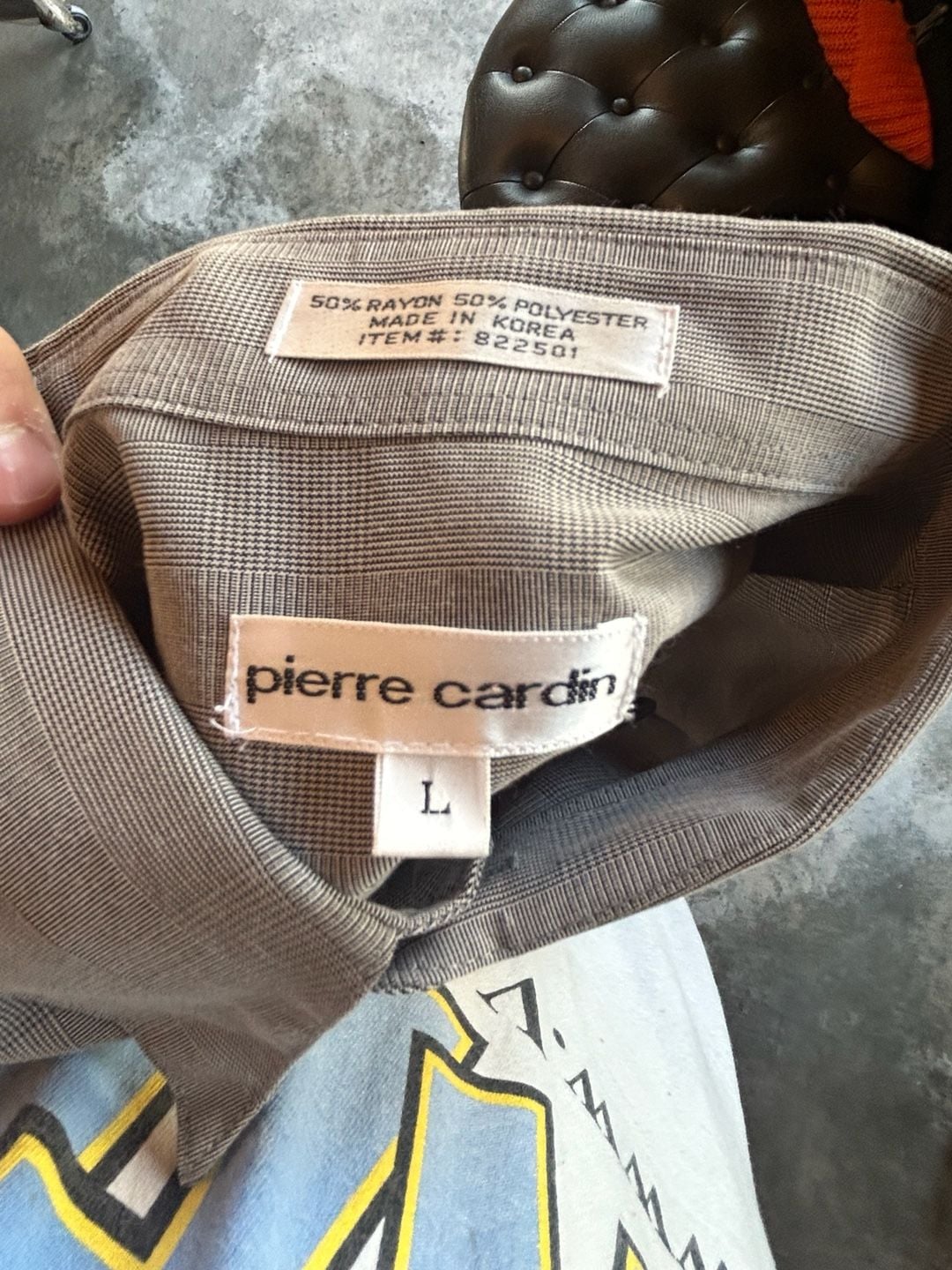 Vintage Pierre Cardin Men's Large Gray Plaid Long Sleeve Button Up Shirt 4