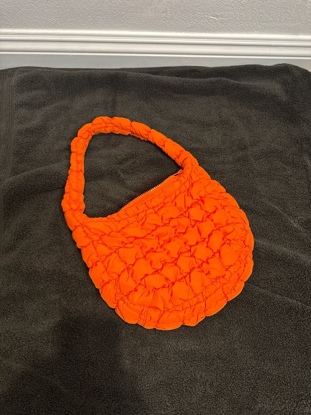 COS Quilted Plush Mini Bag Purse - Orange 2