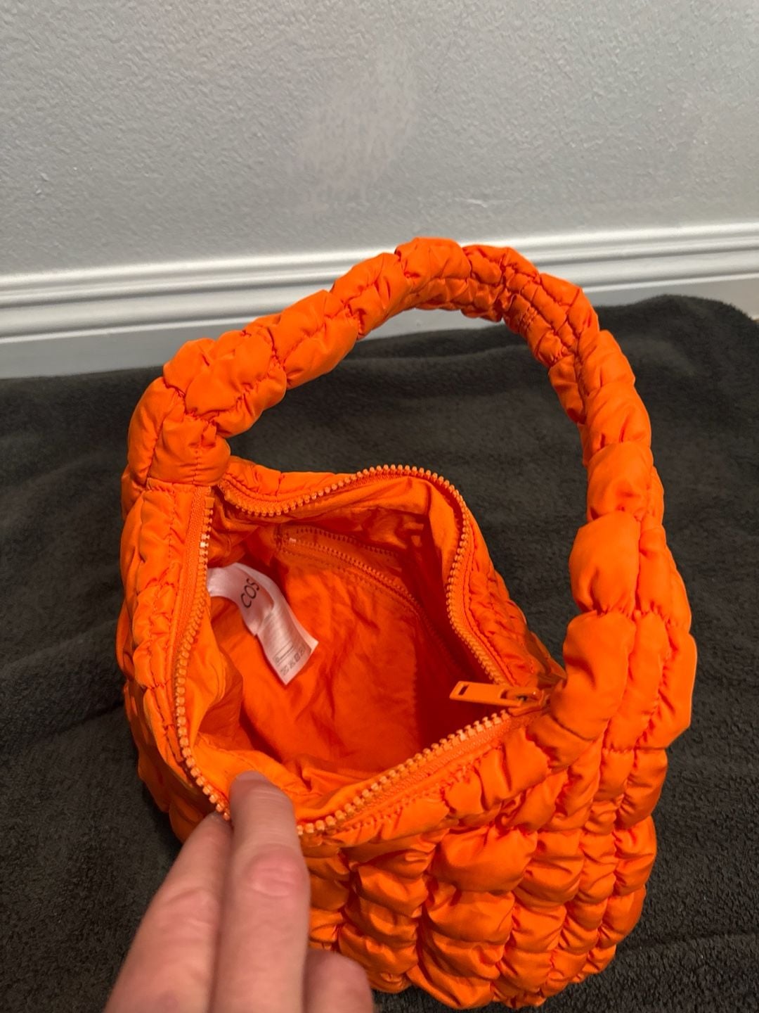 COS Quilted Plush Mini Bag Purse - Orange 3