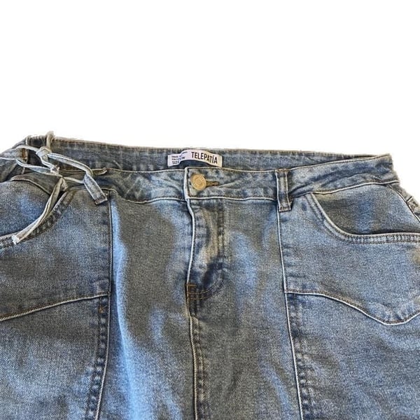 Telepatía High-Waisted Denim Mini Skirt with Cargo Pockets