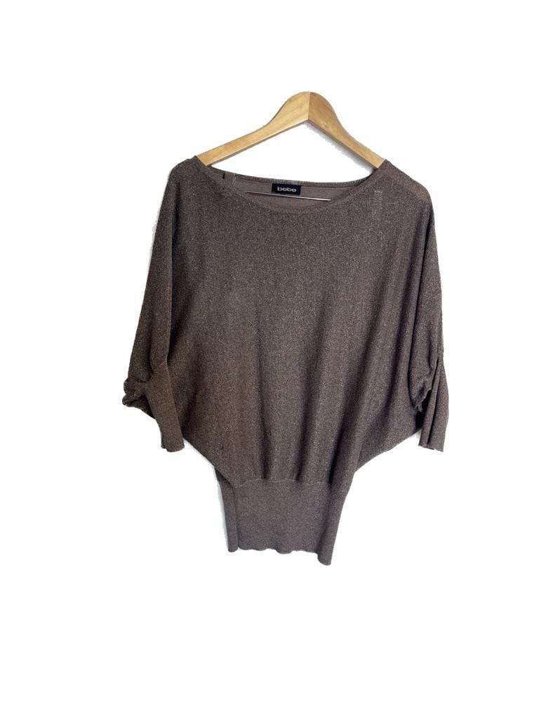 bebe Metallic Bronze Knit Batwing Dolman Sleeve Sweater 2