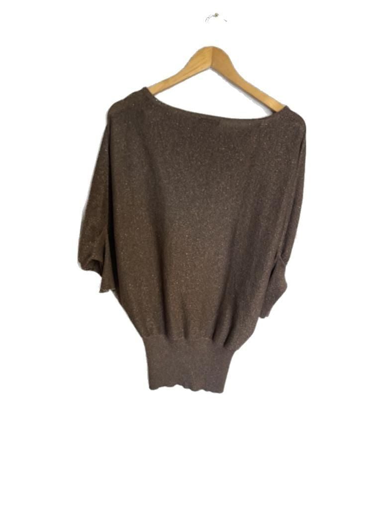 bebe Metallic Bronze Knit Batwing Dolman Sleeve Sweater 3