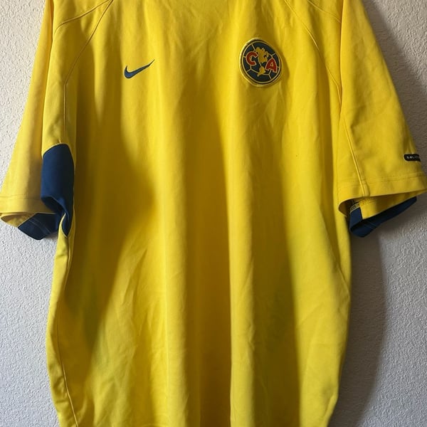 Vintage 2003-2004 Nike Club América Yellow Training Soccer Jersey XL