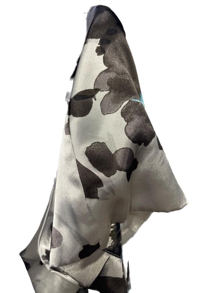 Metro 7 Floral Print Satin Short Sleeve Pleated Blouse 4