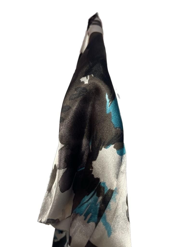 Metro 7 Floral Print Satin Short Sleeve Pleated Blouse 5