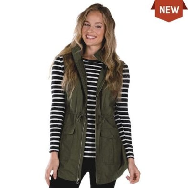 Charles River Apparel Women’s Olive Green Bristol Utility Vest with Hood