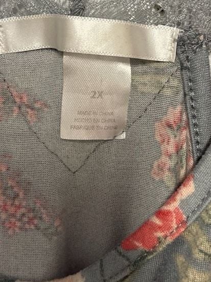 Flora by Flora Nikrooz Women's Grey Floral Lace Back Sleeveless Sleep Tank Top Plus Size 2X 4