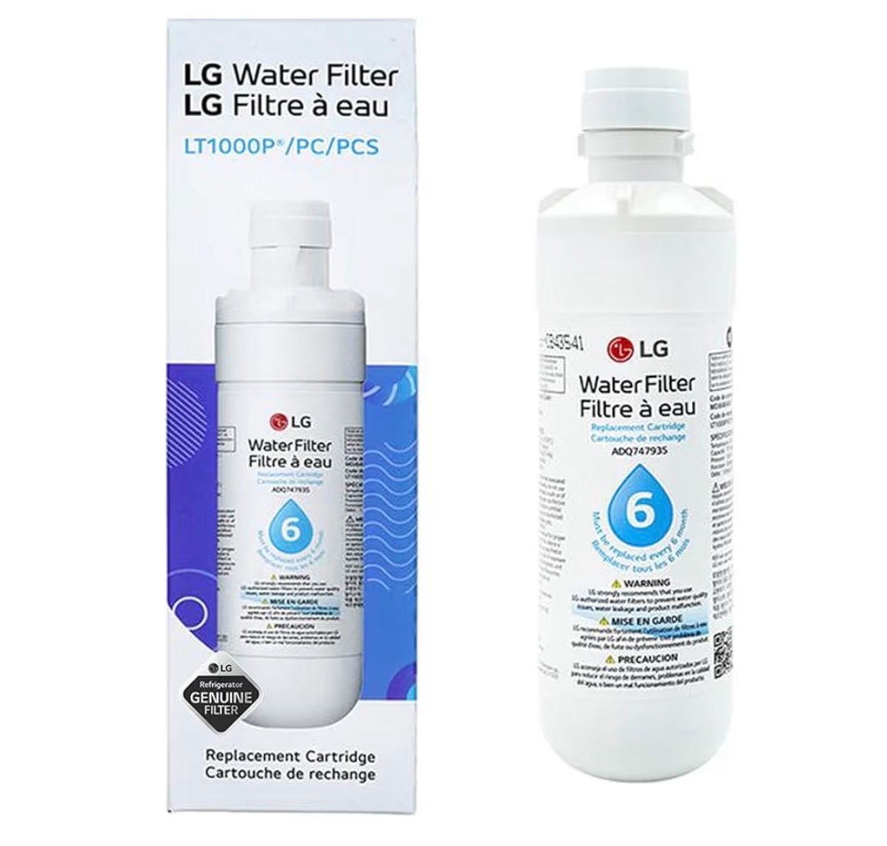 LG LT1000P Genuine Refrigerator Replacement Water Filter ADQ747935 3