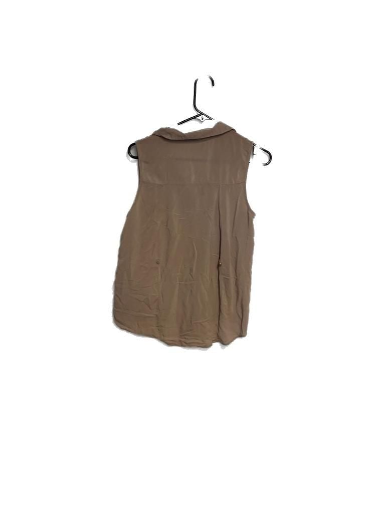ChocoLa te U.S.A. Sleeveless Button Down Blouse in Taupe Brown 3