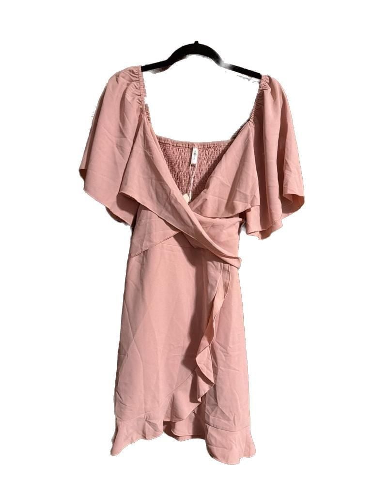 Dokotoo Women's V-Neck Flutter Sleeve Smocked Back Ruffle Wrap Mini Dress 2