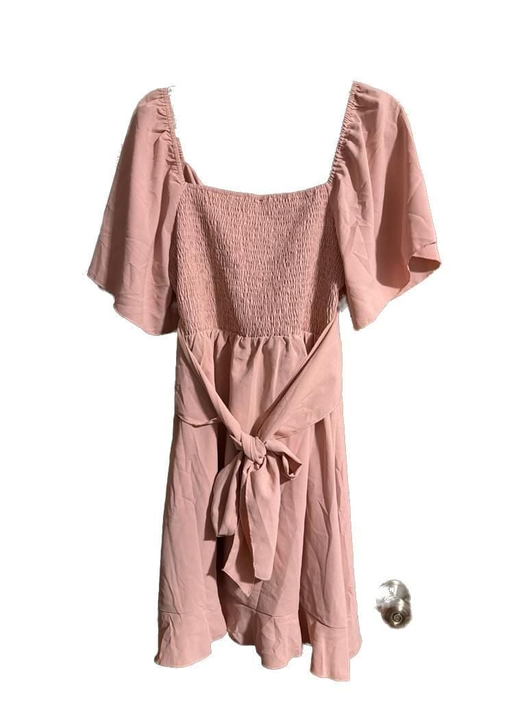 Dokotoo Women's V-Neck Flutter Sleeve Smocked Back Ruffle Wrap Mini Dress 4