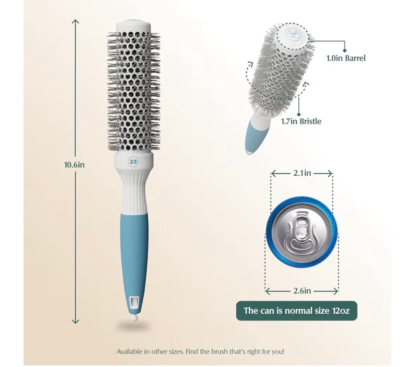 Osensia Salon Sleek Blowout Brush 1 Inch (25mm) - Ceramic Ionic Thermal Round Brush for Blow Drying 2