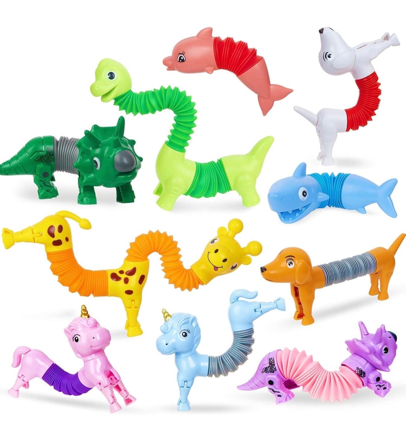 Kabvry 10-Piece Animal Pop Tubes Sensory Fidget Toy Set for Toddlers 1