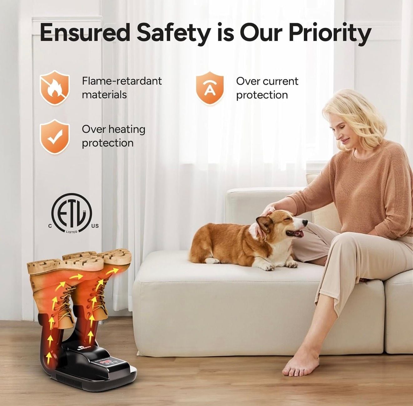 Dr.Prepare Intelligent Shoe and Boot Dryer with Smart Panel, Timer, and Forced Air 4