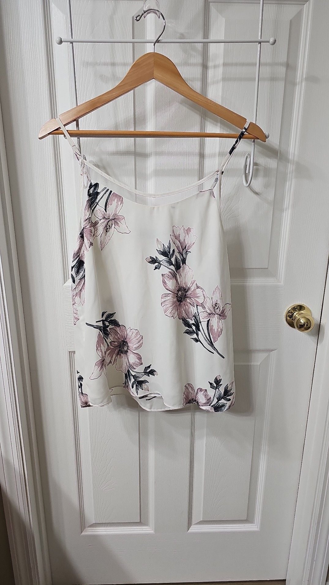 Black Tape Floral Mesh Trim Cami Tank Top 2