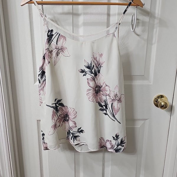 Black Tape Floral Mesh Trim Cami Tank Top