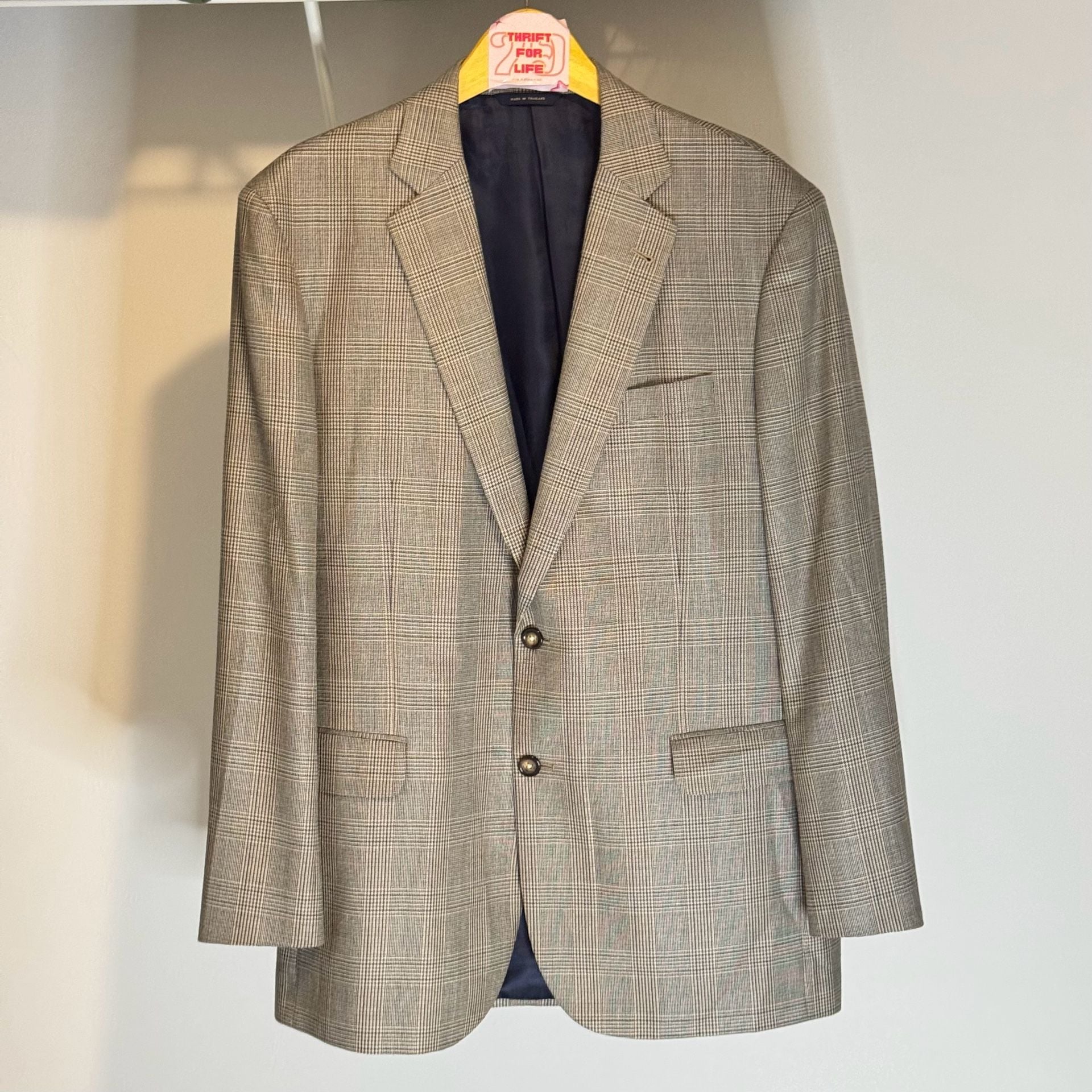Brooks Brothers 1818 Madison Fit Silk Wool Prince of Wales Check Sport Coat 44L 2
