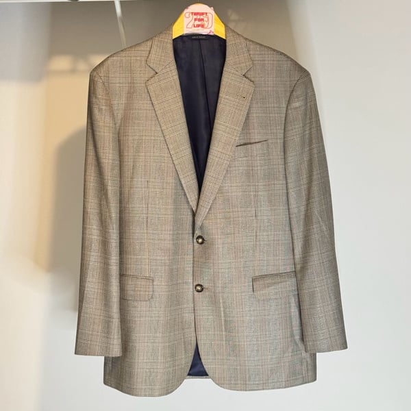 Brooks Brothers 1818 Madison Fit Silk Wool Prince of Wales Check Sport Coat 44L