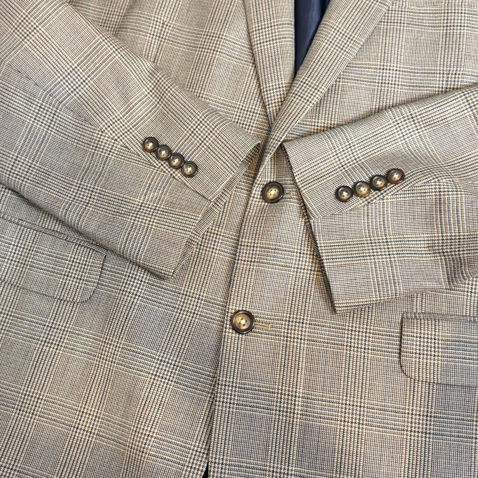 Brooks Brothers 1818 Madison Fit Silk Wool Prince of Wales Check Sport Coat 44L 5