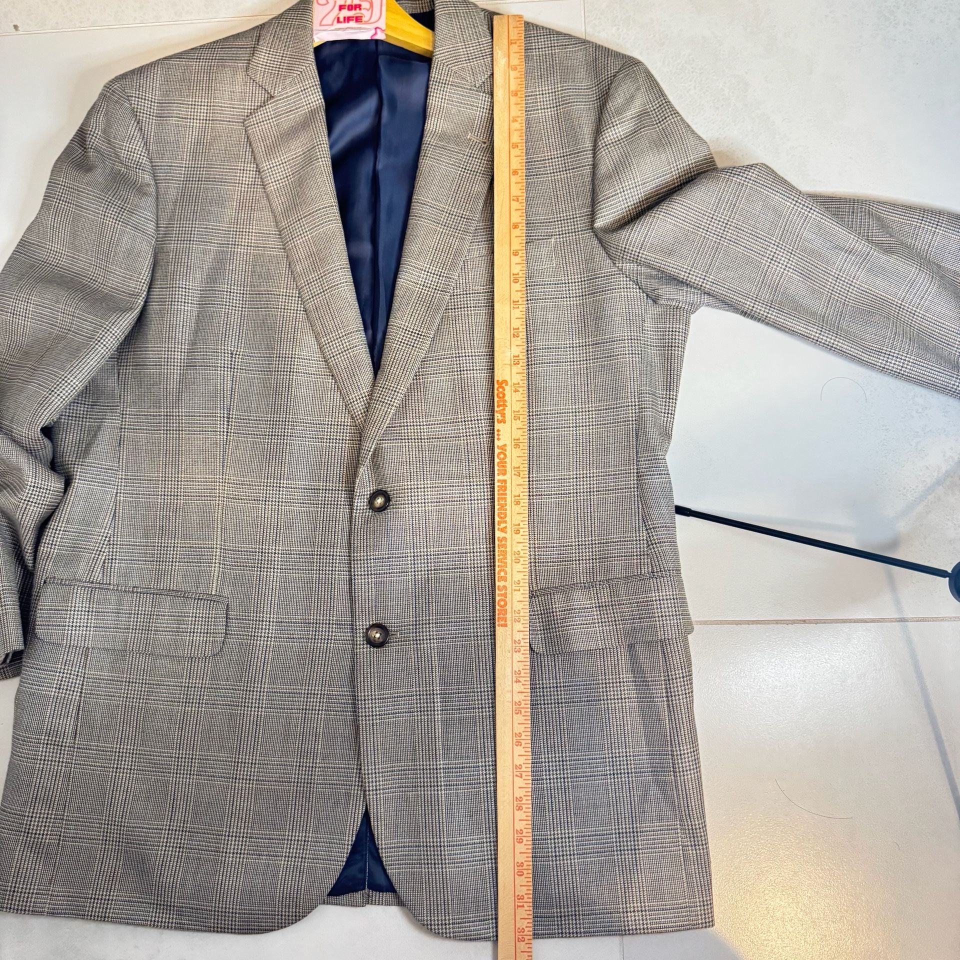 Brooks Brothers 1818 Madison Fit Silk Wool Prince of Wales Check Sport Coat 44L 6