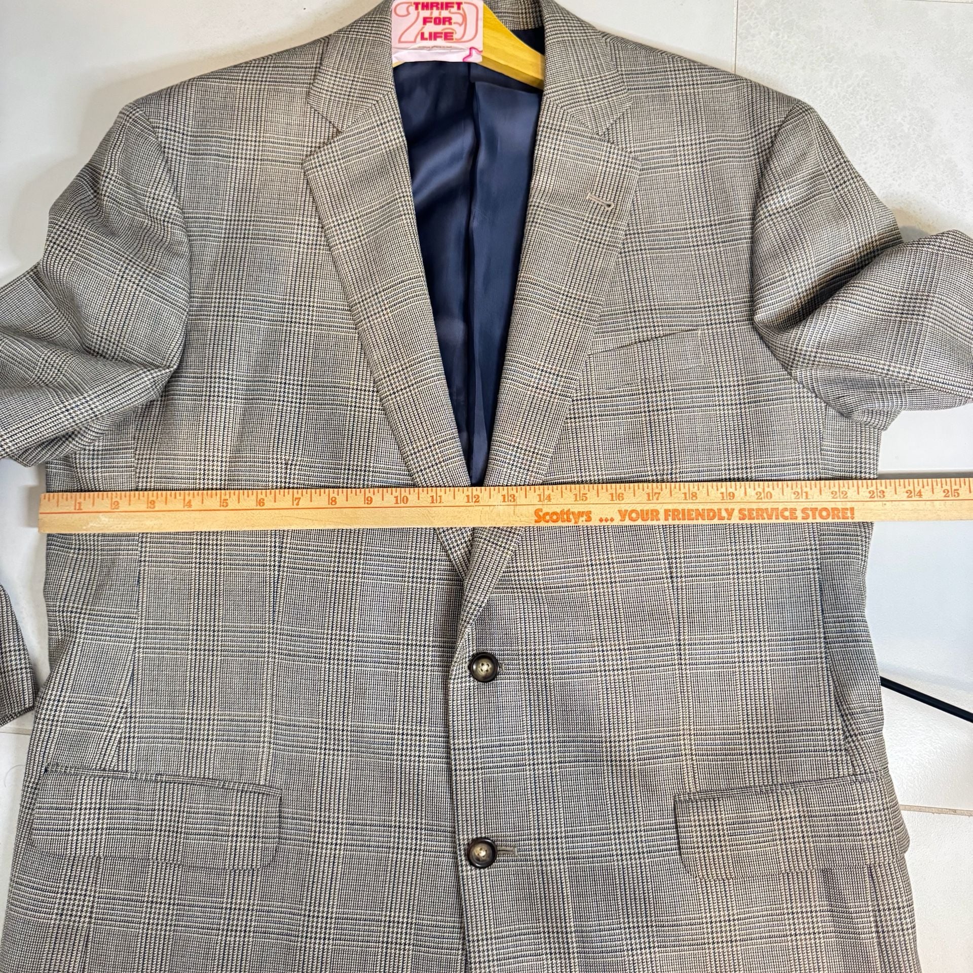 Brooks Brothers 1818 Madison Fit Silk Wool Prince of Wales Check Sport Coat 44L 7