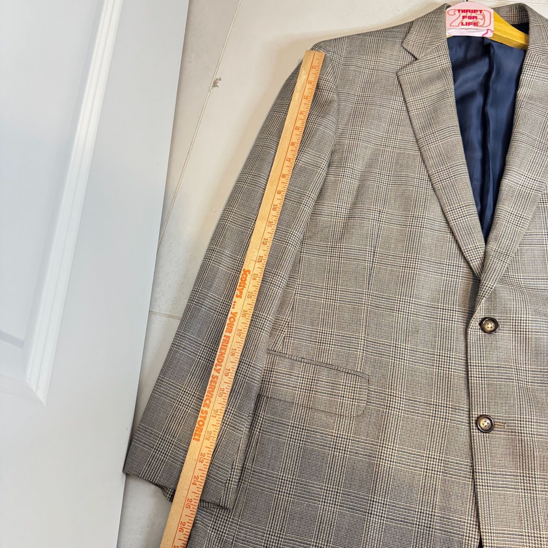 Brooks Brothers 1818 Madison Fit Silk Wool Prince of Wales Check Sport Coat 44L 8