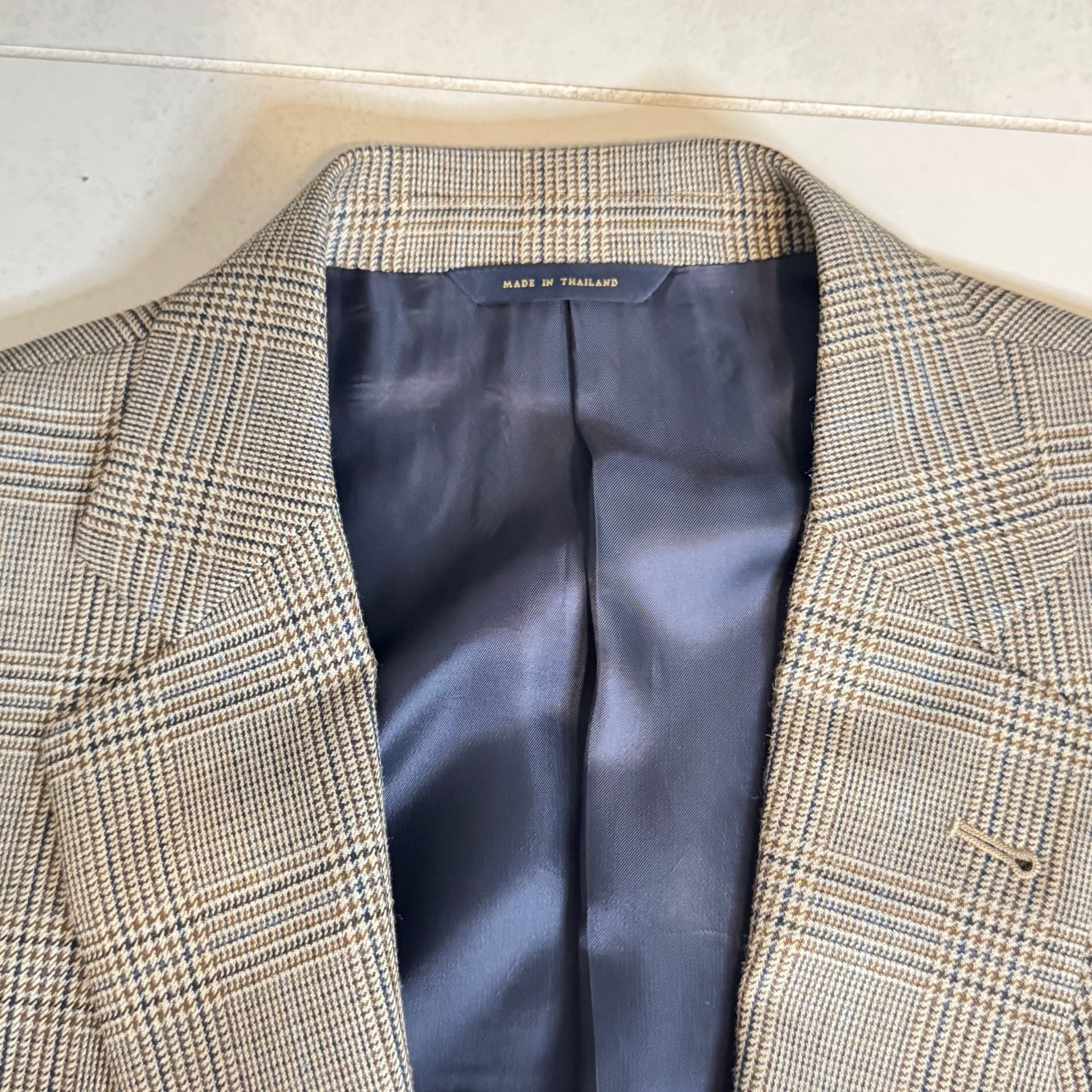 Brooks Brothers 1818 Madison Fit Silk Wool Prince of Wales Check Sport Coat 44L 9