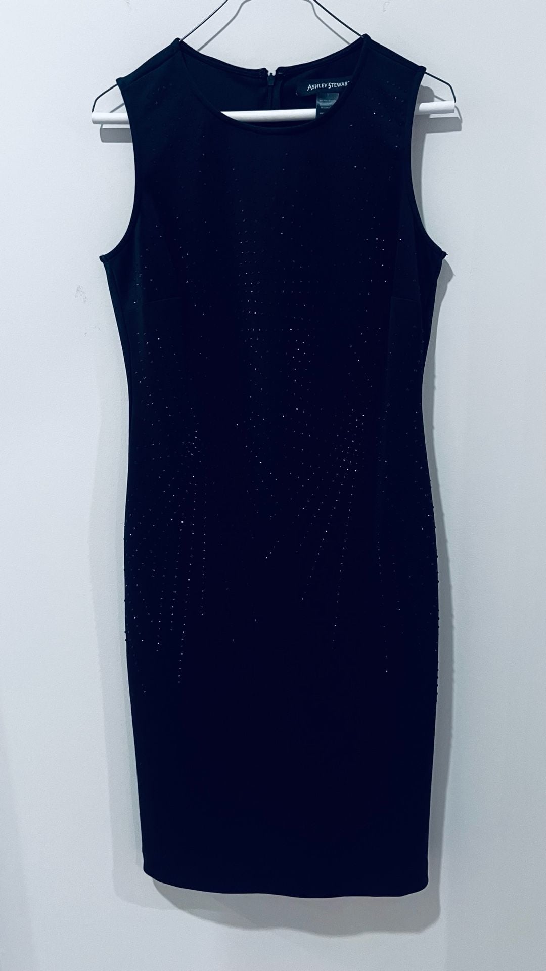 Ashley Stewart Black Rhinestone Sheath Dress Size 12 Sleeveless Stretch 3