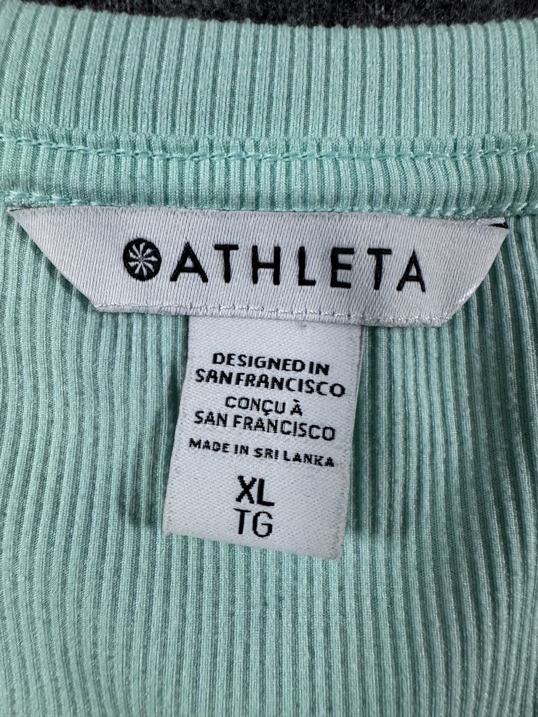Athleta Uptempo Ribbed Long Sleeve Henley Top in Mint Green Size XL 4