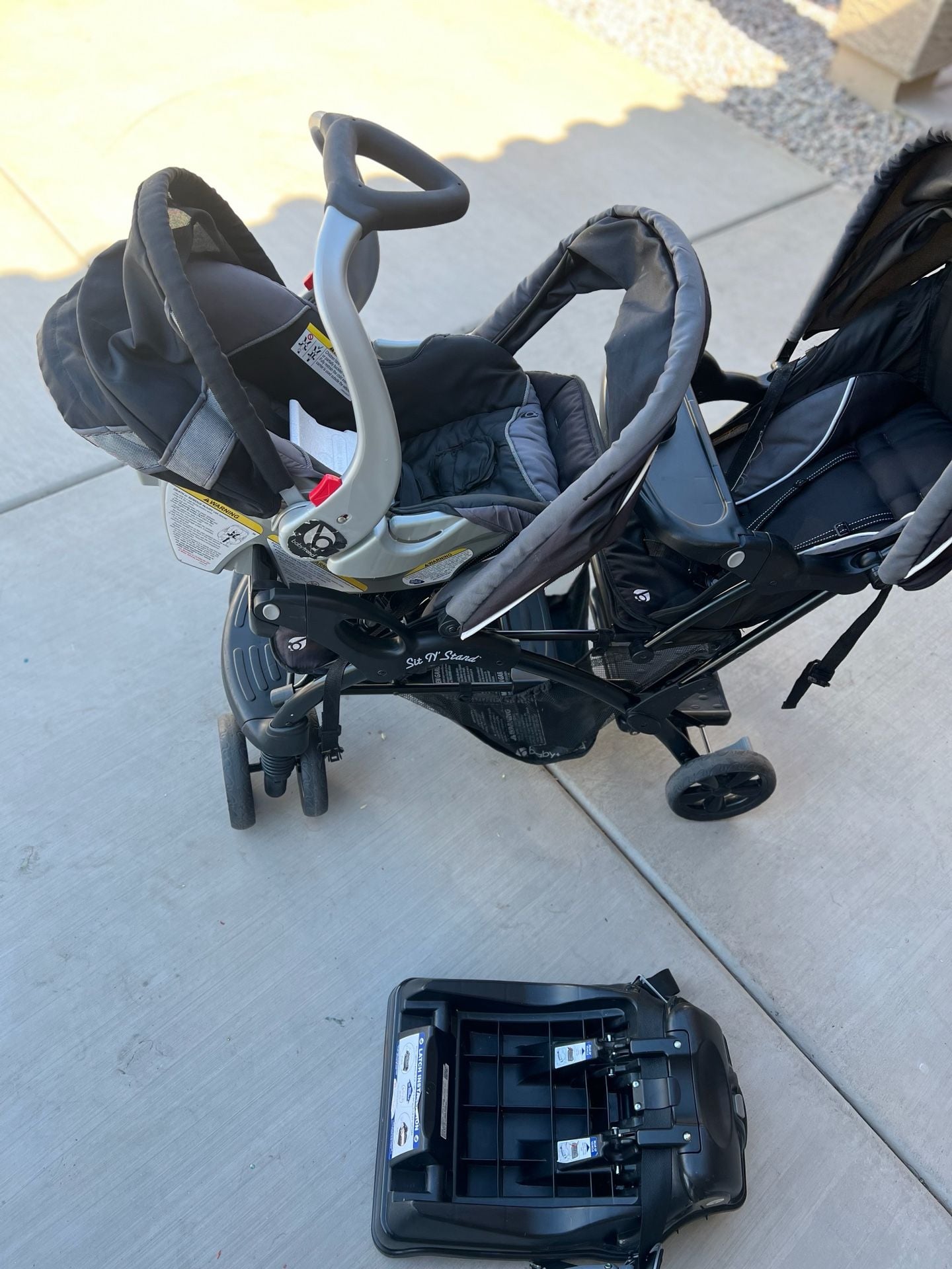 Baby Trend Sit N' Stand Double Stroller with Infant Car Seat and Base Travel System 14