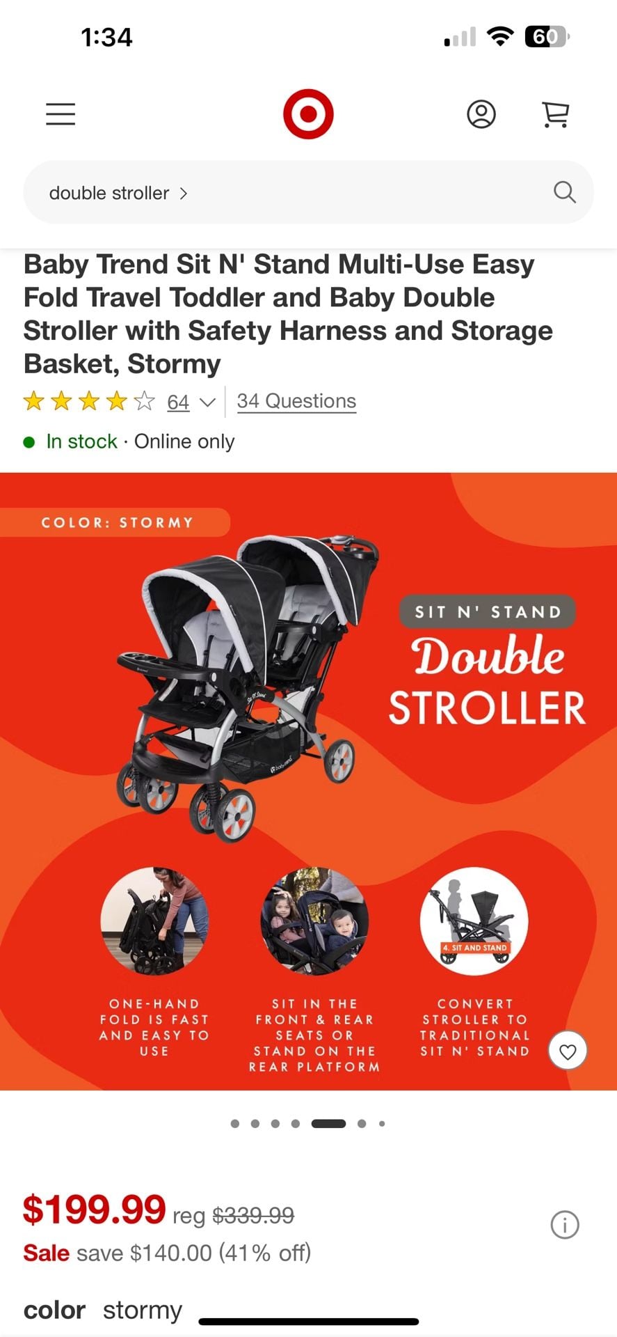 Baby Trend Sit N' Stand Double Stroller with Infant Car Seat and Base Travel System 20